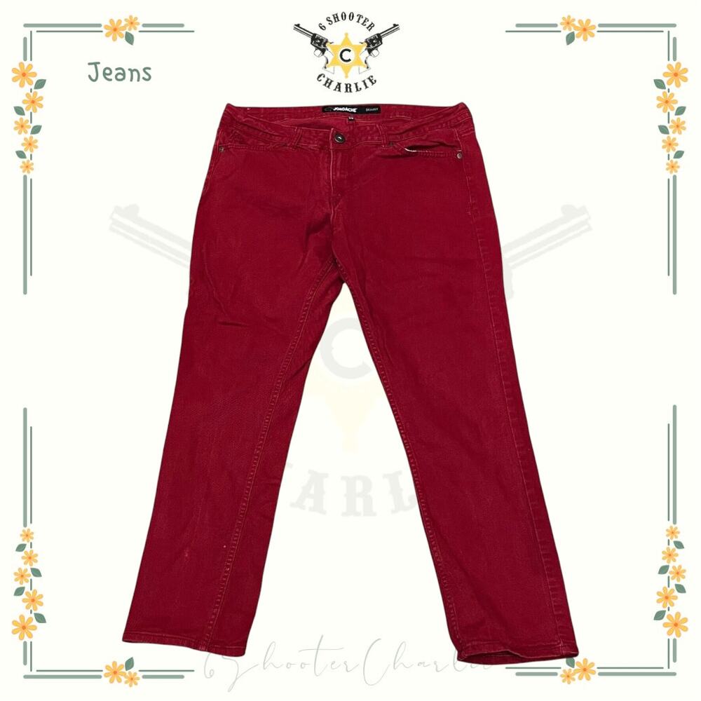 Jordache Skinny Jeans Women's Size 14 Black Cherry 5-Pocket Mid Rise